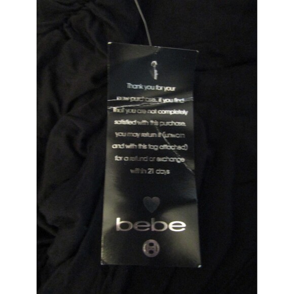 Bebe Dress NWT Little Black Ruched Bodycon Side Cut Out Stretchy Size L - Picture 8 of 8